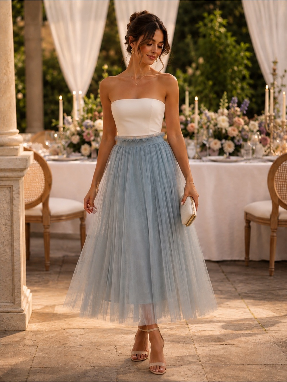 LC Lauren Conrad | Blue Green Ombre Tulle Skirt - Size Small